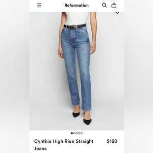 NWT | Reformation | Cynthia High Rise Straight Jeans | 28
